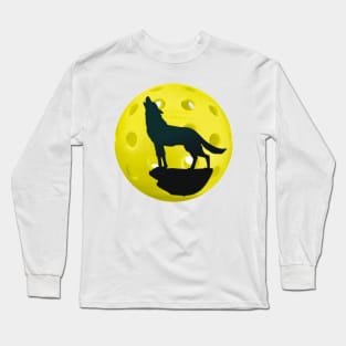 Pickleball Moon with Wolf Long Sleeve T-Shirt